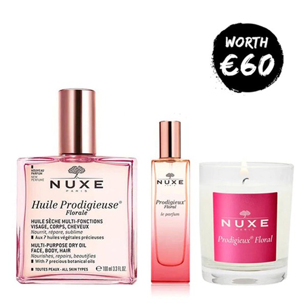 NUXE Huile Prodigieuse Florale + FREE Floral Perfume 15ml + Floral Candle