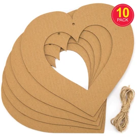 Baker Ross AR124 Heart Craft Wreaths For Boys And Girls' Arts, Crafts And Decorating For Kids (Pack of 10), Brown, 22cm