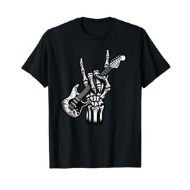 Funny Skeleton Electric Guitar Guitarist Rock Music Grunge T-Shirt