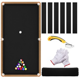 8.53ft Pool Table Felt,Billiard Cloth with 6 Pcs Cloth Strips and Staple Remover,Gloves,Pool Table Felt Replacement kit for Bars Clubs Family (Black, Standard)