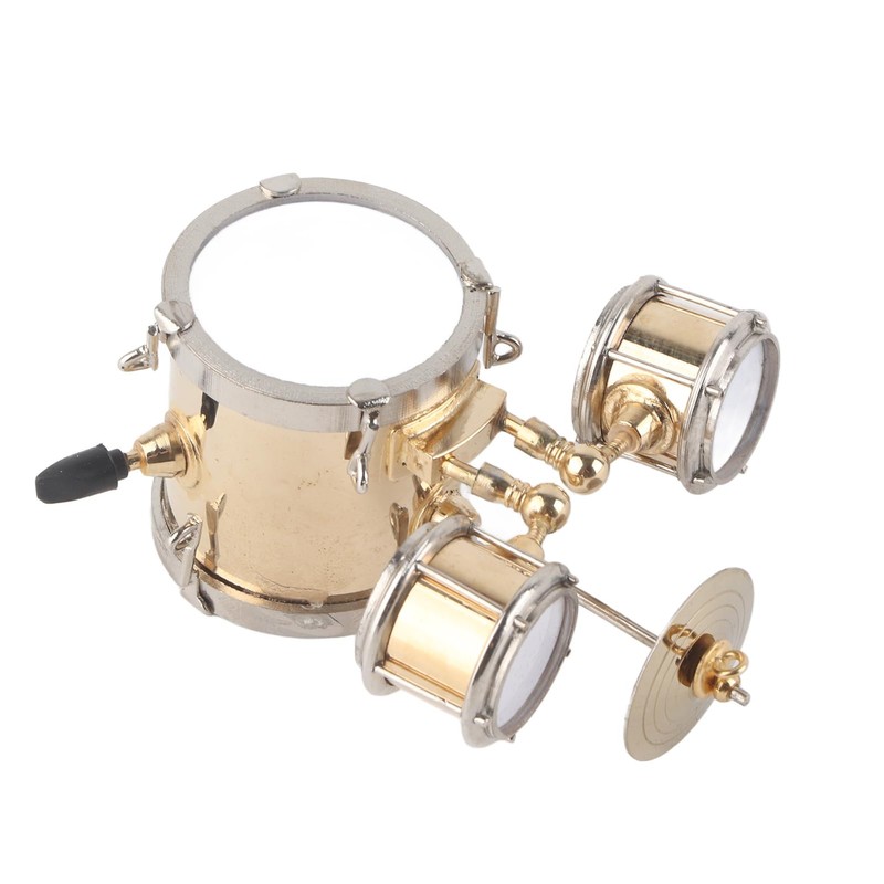 Miniature Musical Instrument Replica Drum Set Ornament Drummer with Box