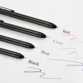 YUNCHUN 3PCS 4 in 1 Multifunction Pen with Pencil, Multicolor Ballpoint Pen + Retractable 0.5mm Mechanical Pencil, Medium Point Ball Pen with 3 Color for Writing & Journaling, Black + Silver + Purple
