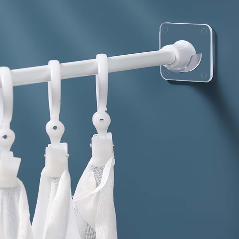 LADYMOON Adhesive Shower Curtain Rod Holder 4 Pack,Transparent Tension Bracket,No