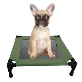 Pozico Elevated Pet Bed with Breathable Mesh for Small Cat and Dog, Raised Cooling Pet Cot for Puppy and Kitty, 18.9x18.9 inch (Olive Green Bed)