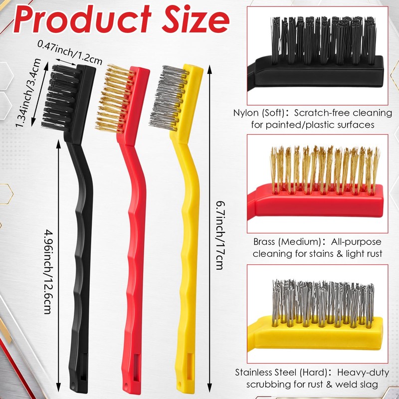 Reallnaive 150 Pcs Mini Wire Brush Set 7 Inch Stainless