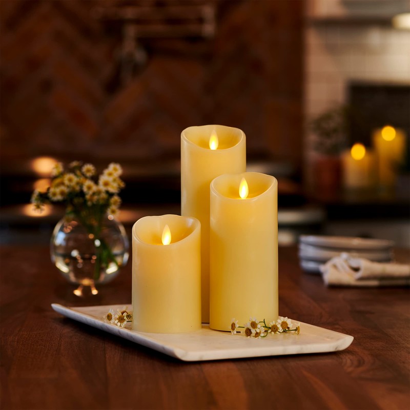 Luminara Flameless LED Candle, Moving Flame Pillar, Remote Ready, Timer,