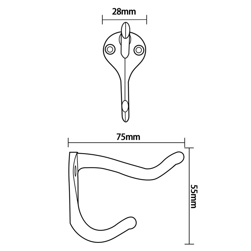 HASWARE 6 PCS Double Prong Robe Hook, Dual Coat Hooks
