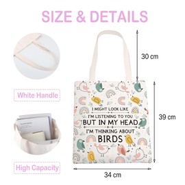 ENSIANTH Bird Tote Bag Bird Gifts for Bird Lovers Women Cute Bird Gifts Reusable Grocery Shoulder Bags Bird Shopping Bag (bird canvas tote)