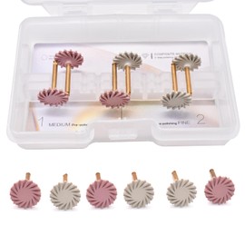 Angzhili 6Pcs Dental Composite Resin Polishing Wheel,14mm Diamond Impregnated 2-Step Polishing System Kit Medium/Fine,Rubber Spiral Tooth Polisher