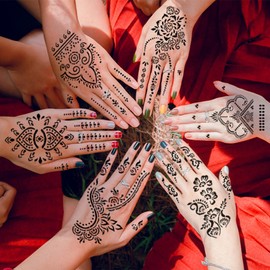 24 Sheets Henna Tattoo Stencils Kit for Hand, Indian Arabic Temporary Tattoo Stencil Mehndi Stencil Sticker