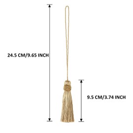 HedongHexi 8 Pack Tassel 24cm/ 9.5 Inch Key Tassel with Loops, Handmade Twisted Tassel Craft, DIY Accessories for Home Decoration (Dark Beige,8P)