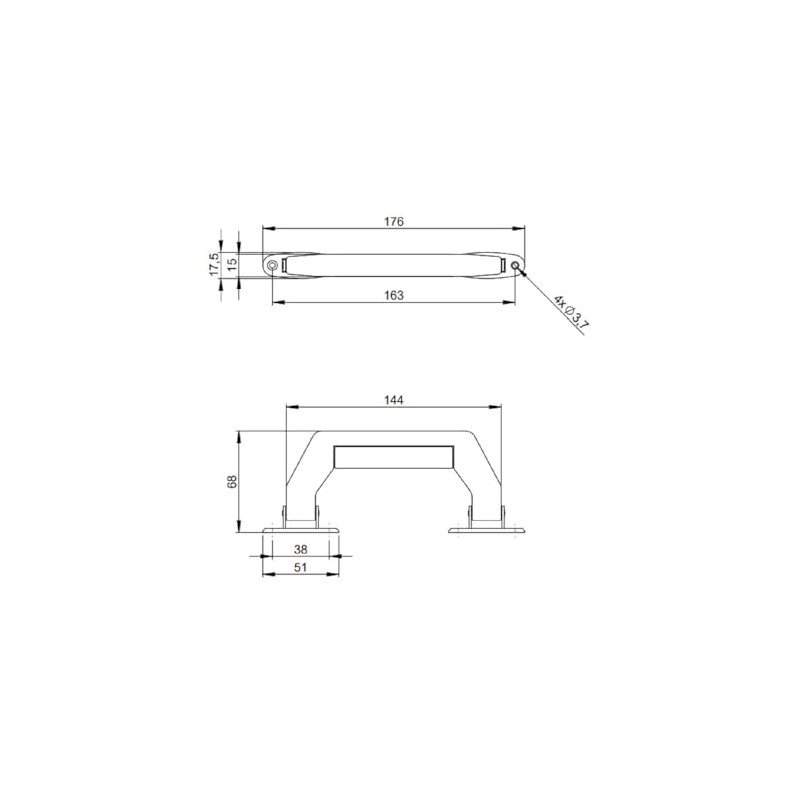 Adam Hall 1 x 3431 KG-1 Suitcase Handle Black Plastic