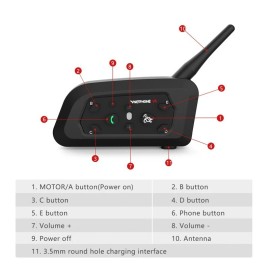 EJEAS V6 Motorcycle Intercom 2Way 1200M Helmet Headset Wireless Bluetooth Speaker 2X