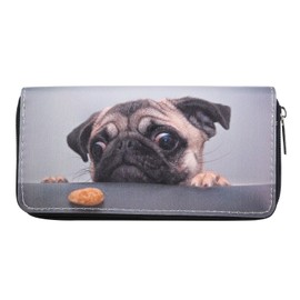 DonDon Women’s Purse Pattern Pug Dog with Cookie Black