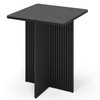 Square Fluted Accent Side Table - Pedestal Drink Table -