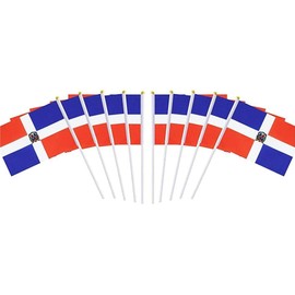 10 Pack Dominican Dominicans Flags on Stick 5x8 Inch,Patriotic Decorations,Classroom Decor,Small Mini Flags on Sticks,Flag Decorations for Party.
