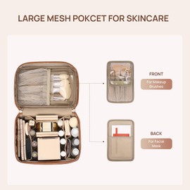 Telena Large Makeup Bag, Travel Toiletry Bag for Women, Vegan Leather Makeup Organizer Case Cosmetic Bag for Travel Essentials