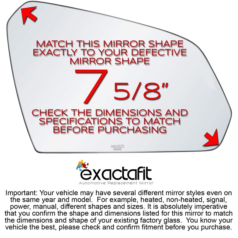 exactafit 8817R Passenger Side Mirror Glass Replacement Repair Compatible With