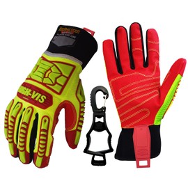 Seibertron HIGH-VIS HRIG Anti Impact Work Gloves Hi-Vis Oil and Gas Water Resistant Safety Heavy Duty Utility Mechanic Rigger Glove CE EN388 4132 L With 1 Black Glove Clip