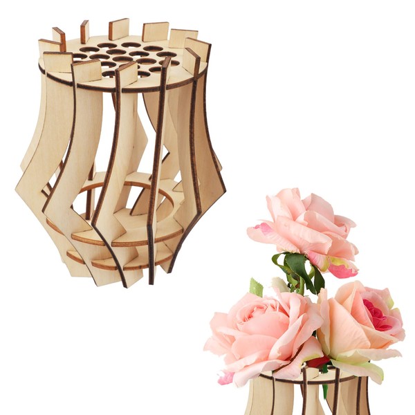 BOXOB Wooden Vase for Flowers, Wooden Flowers Display Stand Vase