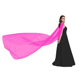 Leimandy Fuchsia Shoulder Cape Veil - Chapel Length Tulle Bridal Accessory for Church Weddings & Vintage Styled Shoots B018 (Fuchsia)
