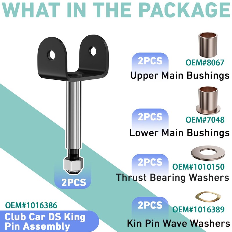 Drive-up Golf Cart Front End King Pin Repair Kit for