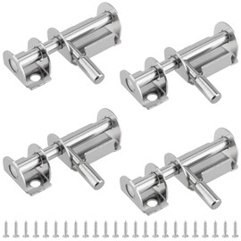 SYUTBOU Pack of 4 Lock Bolt Stainless Steel Sliding Lock Small Sliding Lock Door Bolt Security Door Bolt for Garden Doors, Bathrooms, Bedrooms, Kitchens, Sheds