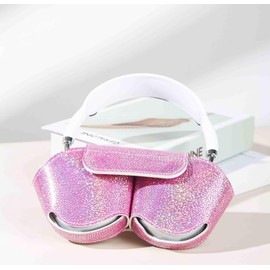Leather Case for Air-pods Max Headphone Protective Cover Headset Shockproof Anti-Drop PU Sleeve (Diamond Pink)