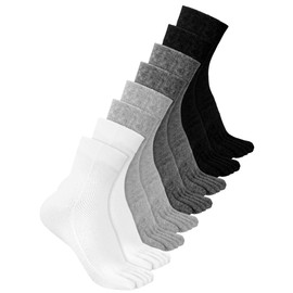 Bencailor 4 Pair Women Five Toe Socks Cotton Toe Socks Athletic Running Long Split Toe Women's Cotton Crew Ankle Socks (Assorted Color, One Size)