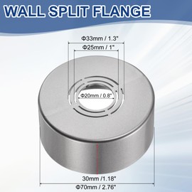 sourcing map Wall Split Flange, 1 Pcs 70x30 mm - Cuttable ABS Round Escutcheon Plate Cover Buckle, Shower Arm Flange for 20/25/33mm(0.8/1.0/1.3 Inch) Water Pipe Faucet Decoration (Gray)