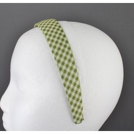 Fashion Accessories Now Green headband 1 1/8 inches wide gingham fabric covered hair band headband gingham plaid check