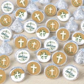 Big Dot of Happiness Elegant Cross - Religious Party Small Round Candy Stickers - Party Favor Labels - 324 Count