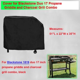 Grill Cover for Blackstone Duo 17 Griddle and Grill Combo, 600D Heavy Duty Waterproof Griddle Cover for Blackstone Model 1819 Grill Griddle Combo Black