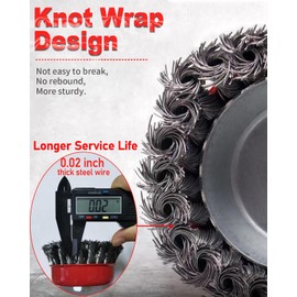 SHITIME 4" Wire Wheel Cup Brush, Coarse Twisted Knotted Wire Wheel for Angle Grinder, 5/8-11 Threaded Arbor, 0.02" Carbon Steel Wire Brush for Grinder, Heavy Cleaning Rust, Abrasive (12)