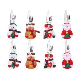 Kellegour Pack of 8 Christmas Cutlery Holders, Christmas Cutlery Bags, Santa Claus Cutlery Bag Christmas, Snowman Cutlery, Cutlery Holder Christmas, Christmas Decoration for Table Decoration