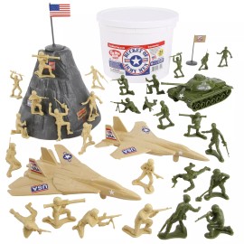 TimMee Processed Plastic Bucket of Army Men Tim Mee Tank Soldier Figure Playset