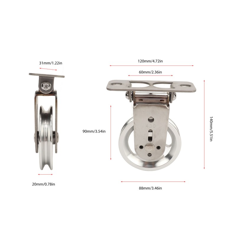 Pulley Wheel Bidirectional Rust Proof Silent Rotation Traction Wheel for