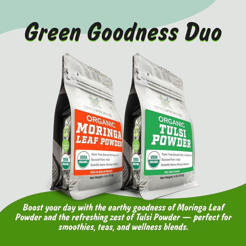 Spice Profile Moringa Leaf Powder + Holy Basil (Tulsi) Powder