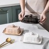 WAIT FLY Vintage Ceramic Butter Dish with Lid for Kitchen