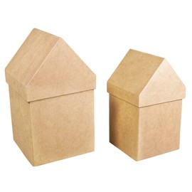 Rayher 67216000 Mache Boxes, Set of 2: 13 3x13 3X23 CM Plus 11, 5x11, 5x20 cm Papier Mache, Natural, 13.3 x 13.3 x 23 cm
