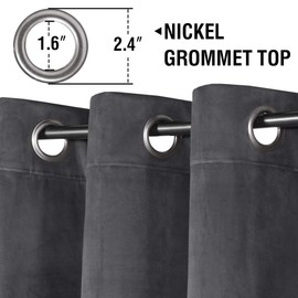 H.VERSAILTEX Velvet Curtains 72 inches Long Super Soft Room Darkening Grommet Curtains Thermal Insulated Soundproof Curtain Drapes for Living Room Bedroom (52 x 72 Inch, 2 Panels, Grey)