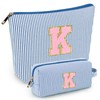 mibasies 2 PCS Initial Makeup Bags for Women: - Birthday