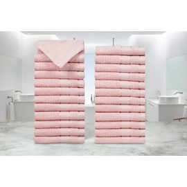 Casa Lino 24 Pack Wash Cloths Set, (12" X12) 100% Cotton wash Cloths, wash Cloths for Your face and Body, Highly Absorbent & fingertip Soft wash Cloths for Your face and Body, Blush