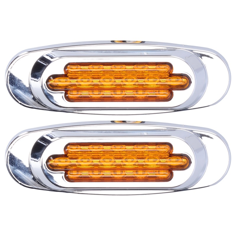 Pair 16LEDs Taillight Electroplated Trim Side Marker Auto External Lamps