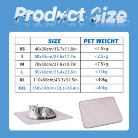 Agvdg Pet Cooling Mat for Dogs Cats, Washable Ice Silk Cool Pad - Waterproof Non-Slip Durable Pet Cool Mat, Summer Cooling Pad for Dogs Cats (Grey, S 40x50cm)