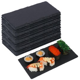 IHDYPPEW 16 Pack 4 x 8 Inch Slate Cheese Boards, Black Rectangle Slate Charcuterie Boards, Natural Charcuterie Stone Plates for Parties, Gifts, and Special Events, Cheese, Sushi, Food.