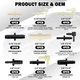 91PCS Car Vacuum Line Connectors Kit with 32 Types,1/8" 3/16" 1/4" 5/16" 3/8" Automotive Vacuum Hose Connector Assortment,Heat-Resistant Vacuums Tubing Connectors Kit