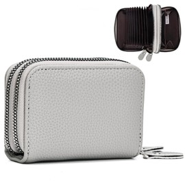 ZMDB Women's Wallet with RFID Blocking, Small & Short Women's Wallet PU Leather Wallet with Double Zip & Purse, Women's Purses with Multiple Card Slots, 001 grey, 经ộ的