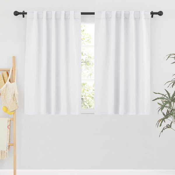 RYB HOME White Curtains Drapes - Room Darkening Window Curtains