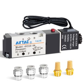 Solenoid Valve 1/4"NPT AC110V Single Coil Pilot-Operated Electric 2 Position 5 Way Connection Type AirTAC 4V210-08 Air Solenoid Valve Outlet Wire